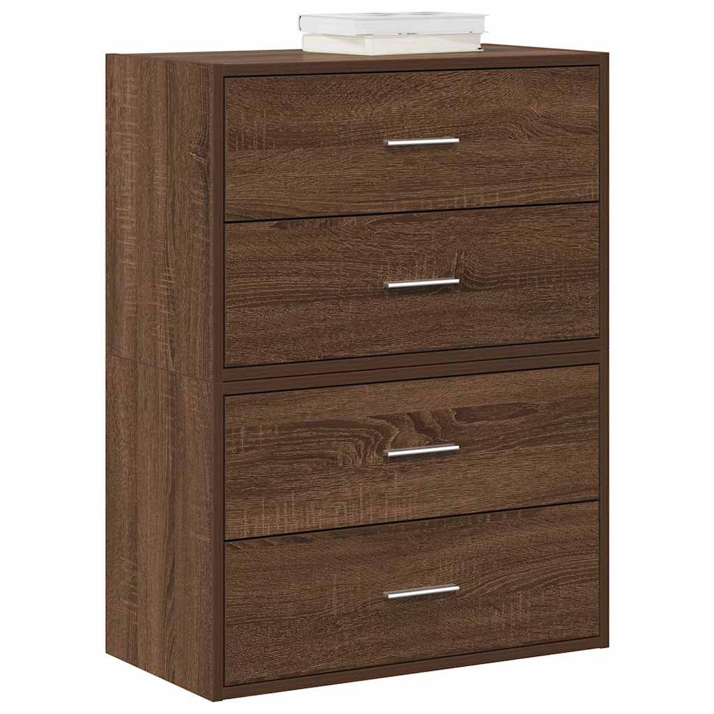 Cabinets with 2 Drawers 2 pcs Brown Oak 60x31x40 cm Engineered Wood